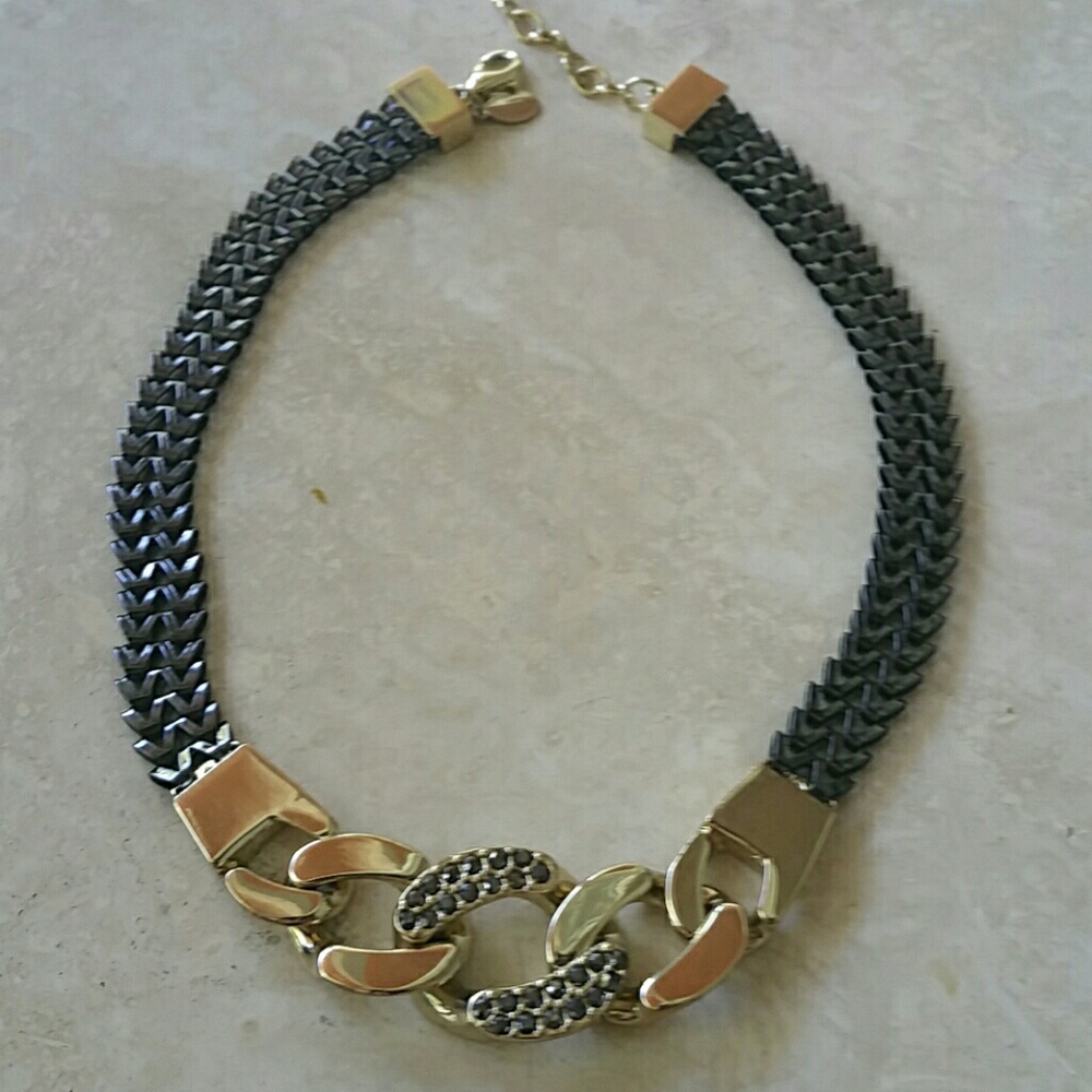 NWOT Express gold and black metal choker necklace